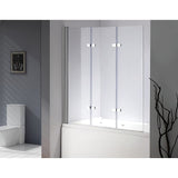 NNEDSZ 3 Fold Chrome Folding Bath Shower Screen Door Panel 1300mm x 1400mm