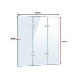 NNEDSZ 3 Fold Chrome Folding Bath Shower Screen Door Panel 1300mm x 1400mm
