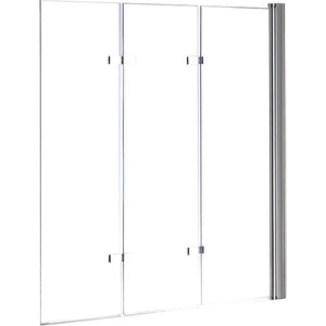 NNEDSZ 3 Fold Chrome Folding Bath Shower Screen Door Panel 1300mm x 1400mm
