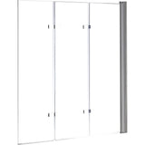 NNEDSZ 3 Fold Chrome Folding Bath Shower Screen Door Panel 1300mm x 1400mm