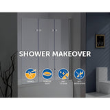 NNEDSZ 3 Fold Chrome Folding Bath Shower Screen Door Panel 1300mm x 1400mm