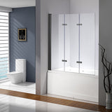 NNEDSZ 3 Fold Black Folding Bath Shower Screen Door Panel 1300mm x 1400mm