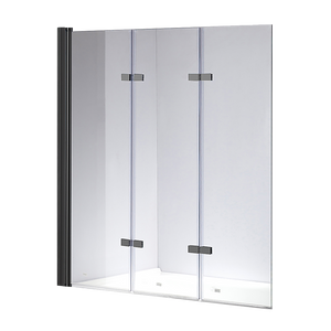 NNEDSZ 3 Fold Black Folding Bath Shower Screen Door Panel 1300mm x 1400mm