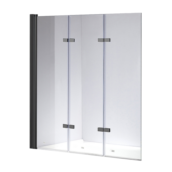 NNEDSZ 3 Fold Black Folding Bath Shower Screen Door Panel 1300mm x 1400mm