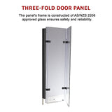 NNEDSZ 3 Fold Black Folding Bath Shower Screen Door Panel 1300mm x 1400mm