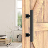 NNEDSZ 12" Square Pull and Flush Door Handle Set Black Barn Door Hardware