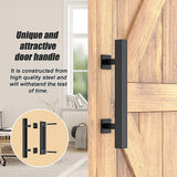 NNEDSZ 12" Square Pull and Flush Door Handle Set Black Barn Door Hardware