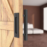 NNEDSZ 12" Square Pull and Flush Door Handle Set Black Barn Door Hardware