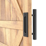 NNEDSZ 12" Square Pull and Flush Door Handle Set Black Barn Door Hardware