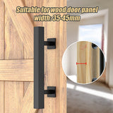 NNEDSZ 12" Square Pull and Flush Door Handle Set Black Barn Door Hardware