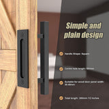 NNEDSZ 12" Square Pull and Flush Door Handle Set Black Barn Door Hardware