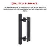 NNEDSZ 12" Square Pull and Flush Door Handle Set Black Barn Door Hardware