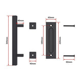 NNEDSZ 12" Square Pull and Flush Door Handle Set Black Barn Door Hardware