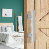 NNEDSZ 12" Square Pull and Flush Door Handle Set Stainless Steel Barn Door Hardware