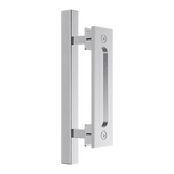NNEDSZ 12" Square Pull and Flush Door Handle Set Stainless Steel Barn Door Hardware