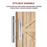 NNEDSZ 12" Square Pull and Flush Door Handle Set Stainless Steel Barn Door Hardware