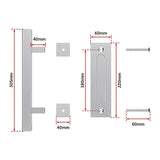 NNEDSZ 12" Square Pull and Flush Door Handle Set Stainless Steel Barn Door Hardware
