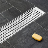 NNEDSZ 900mm Bathroom Shower Stainless Steel Grate Drain w/Centre outlet Floor Waste Square Pattern