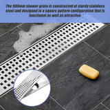 NNEDSZ 900mm Bathroom Shower Stainless Steel Grate Drain w/Centre outlet Floor Waste Square Pattern