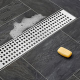 NNEDSZ 900mm Bathroom Shower Stainless Steel Grate Drain w/Centre outlet Floor Waste Square Pattern