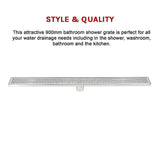 NNEDSZ 900mm Bathroom Shower Stainless Steel Grate Drain w/Centre outlet Floor Waste Square Pattern