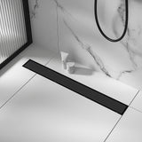NNEDSZ 800mm Tile Insert Shower Bathroom Black Grate Drain w/Centre outlet Floor Waste