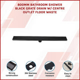 NNEDSZ 800mm Bathroom Shower Black Grate Drain w/Centre outlet Floor Waste