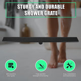NNEDSZ 800mm Bathroom Shower Black Grate Drain w/Centre outlet Floor Waste