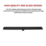 NNEDSZ 800mm Bathroom Shower Black Grate Drain w/Centre outlet Floor Waste