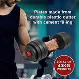 NNEDSZ 40kg Adjustable Rubber Dumbbell Set Barbell Home GYM Exercise Weights
