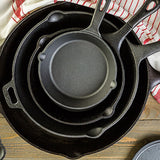 NNEDSZ Pre Seasoned Cast Iron Skillet Fry Pan Set 3 Pcs Frying Pan Set