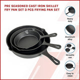 NNEDSZ Pre Seasoned Cast Iron Skillet Fry Pan Set 3 Pcs Frying Pan Set