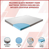 NNEDSZ Palermo Queen Memory Foam Mattress Topper Cooling Gel Infused CertiPUR Approved