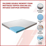 NNEDSZ Palermo Double Memory Foam Mattress Topper Cooling Gel Infused CertiPUR Approved