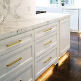 NNEDSZ 15x Brushed Brass Drawer Pulls Kitchen Cabinet Handles - Gold Finish 128mm