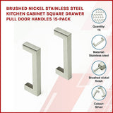 NNEDSZ Brushed Nickel Stainless Steel Kitchen Cabinet Square Drawer Pull Door Handles 15-Pack