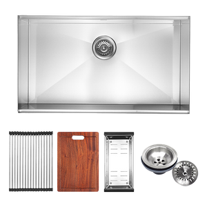 NNEDSZ BRIENZ 32-inch Nano Workstation Ledge Undermount 16 Gauge Stainless Steel Kitchen Sink Single Bowl