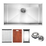 NNEDSZ BRIENZ 32-inch Nano Workstation Ledge Undermount 16 Gauge Stainless Steel Kitchen Sink Single Bowl