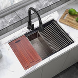 NNEDSZ BRIENZ 32-inch Nano Workstation Ledge Undermount 16 Gauge Stainless Steel Kitchen Sink Single Bowl