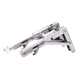 NNEDSZ 2x 10" Stainless Steel Folding Table Bracket Shelf Bench 50kg Load Heavy Duty