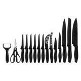 NNEDSZ Kitchen 17 Pc Knife Set w/ Block & Sharpener Chef Bread Steak Knives