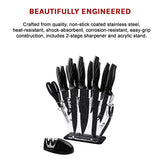 NNEDSZ Kitchen 17 Pc Knife Set w/ Block & Sharpener Chef Bread Steak Knives