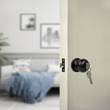 NNEDSZ Door Handle Set Key Lock Function Round Black