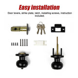 NNEDSZ Door Handle Set Key Lock Function Round Black