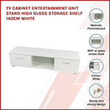 NNEDSZ TV Cabinet Entertainment Unit Stand High Gloss Storage Shelf 140cm White