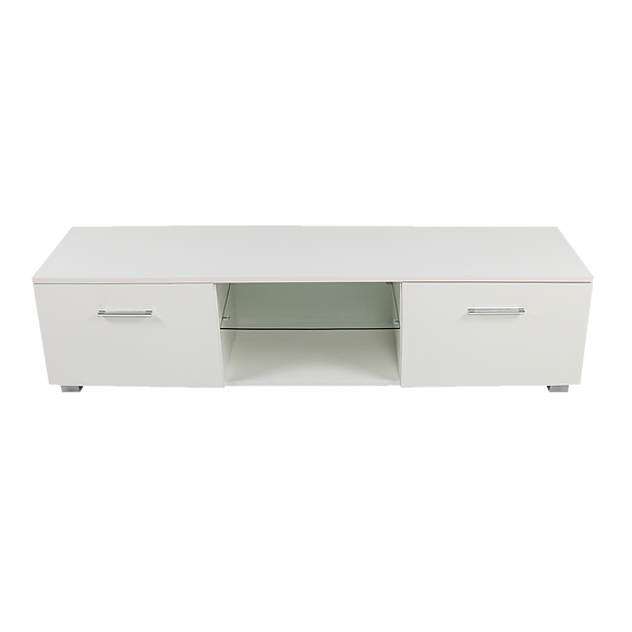 NNEDSZ TV Cabinet Entertainment Unit Stand High Gloss Storage Shelf 140cm White