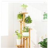 NNEDSZ 5 Tiers Vertical Bamboo Plant Stand Staged Flower Shelf Rack Outdoor Garden