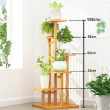 NNEDSZ 5 Tiers Vertical Bamboo Plant Stand Staged Flower Shelf Rack Outdoor Garden