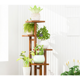 NNEDSZ 5 Tiers Vertical Bamboo Plant Stand Staged Flower Shelf Rack Outdoor Garden