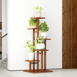 NNEDSZ 5 Tiers Vertical Bamboo Plant Stand Staged Flower Shelf Rack Outdoor Garden